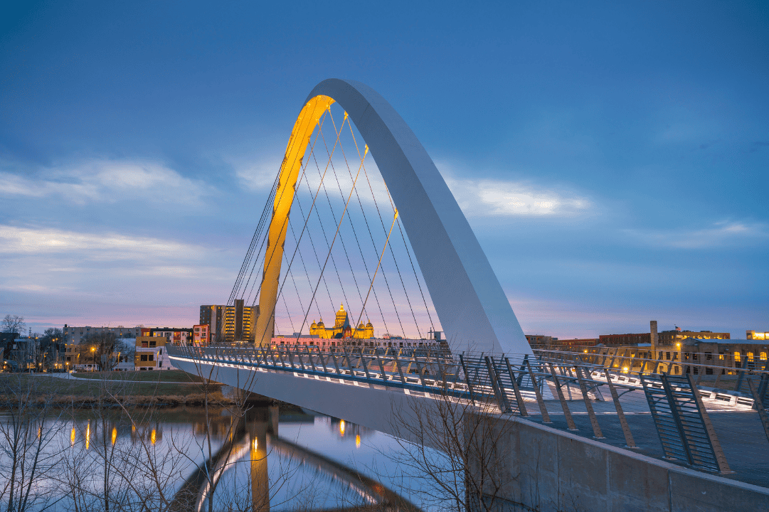 Des Moines Iowa skyline in USA