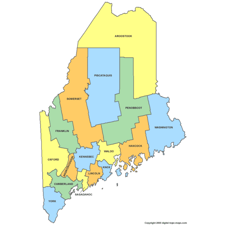 Maine State County Map