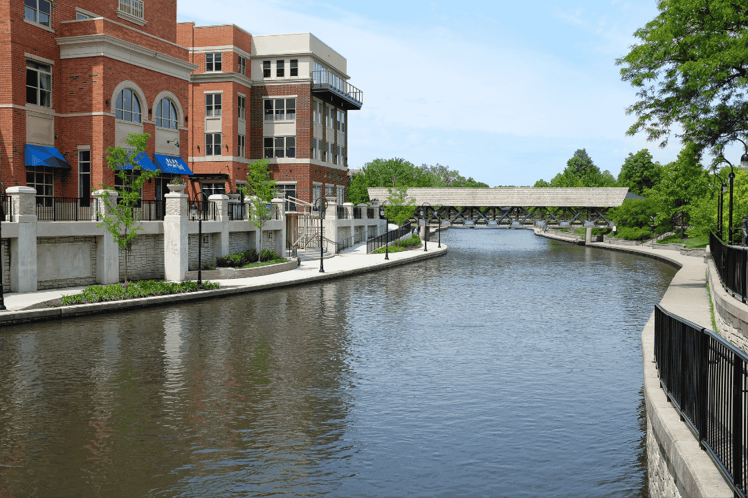 Naperville Riverwalk in DuPage River