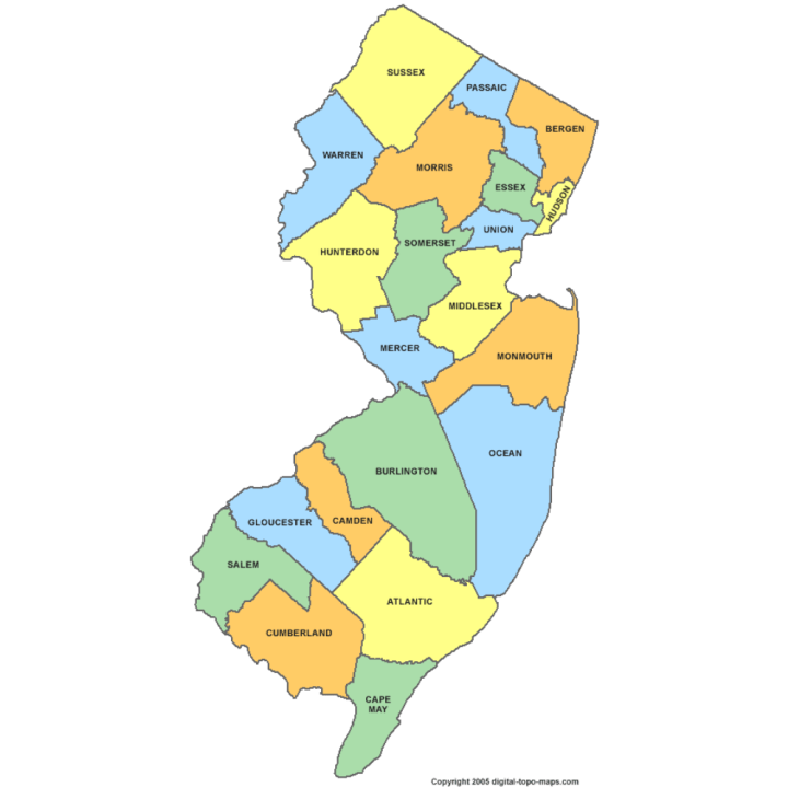 New Jersey State, County Map