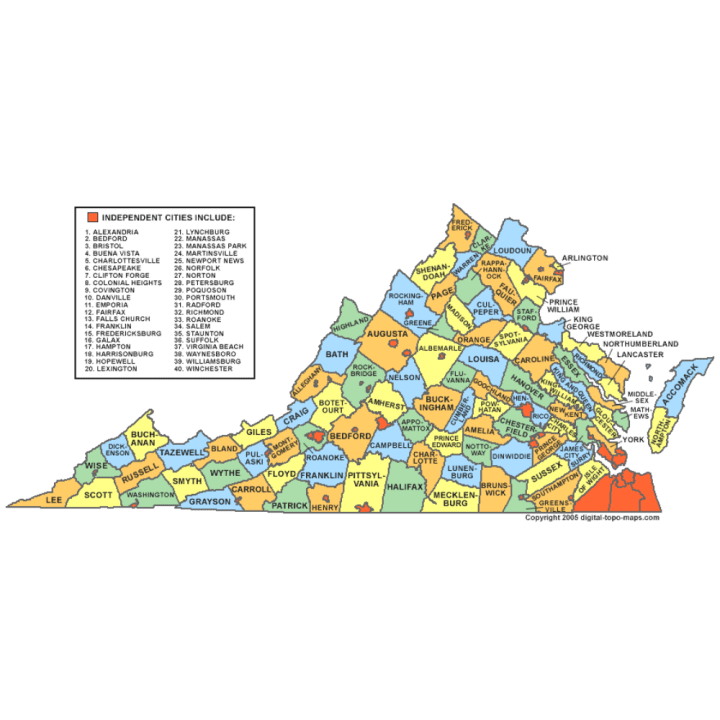 Virginia State , County Map