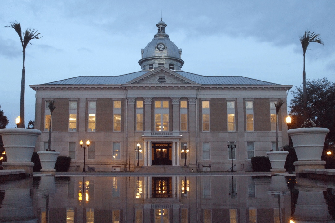 Old Polk County Courthouse Bartow Florida at dusk