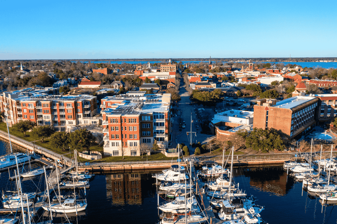 Aerial View of Downtown New Bern Craven County North Carolina