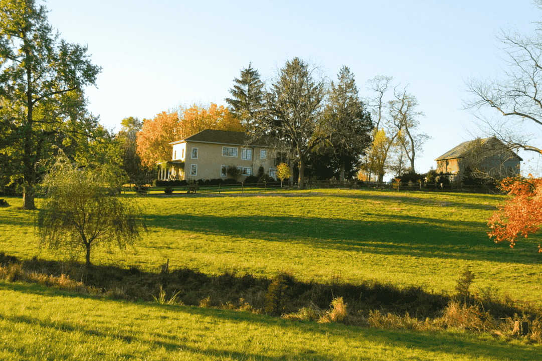 Chester County Pennsylvania Farm in the middle distance